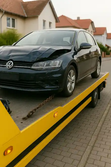Ein defektes Fahrzeug wird zum Autoankauf in Hückelhoven abgeschleppt.
